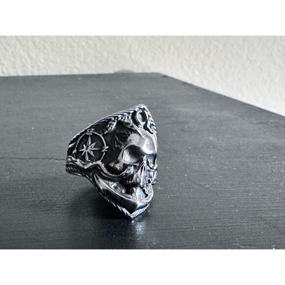 Pirate Skull Anchor Octopus Mens Ring size 11 Stainless Steel Gothic Biker Rock - Picture 5 of 10